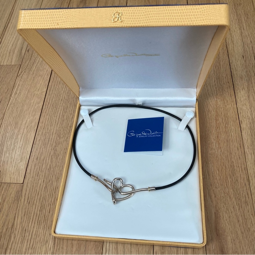 NWT VTG Raquel Welch Statement Necklace Sterling Heart w/18K Gold EXTREMELY RARE